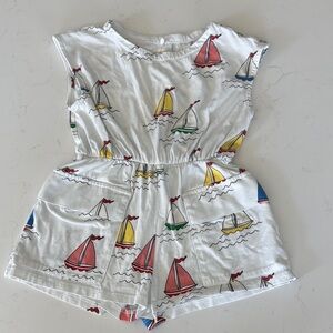 Mini Rodini Sailboat Print White Romper